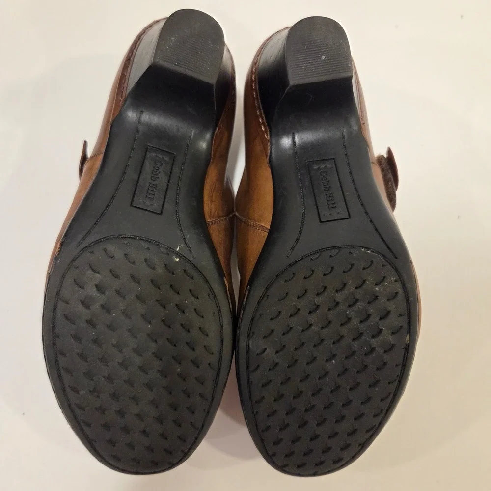 Cobb Hill Mary Jane‎ Heels Womens 8M Tan Leather Ruched Office Career Academia
